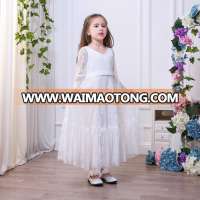 White Flower Girl Dresses for Weddings Long Lace Sleeve Girls Pageant Dresses First Communion Dress Little Girls Ball Gowns