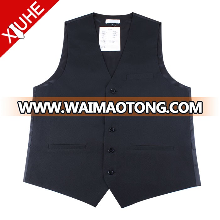 Cheap polyester wholesale custom made in china black suit men tuxedo vest